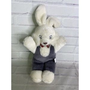 VTG Soft Things Bunny Rabbit White Gray Red Plaid Bow Plush Stuffed Animal Toy